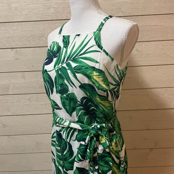 Monstera Palm Plant Print Wrap Dress - Picture 3 of 10